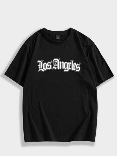 Street Life تي شيرت رجالي بطباعة حرفية من القطن