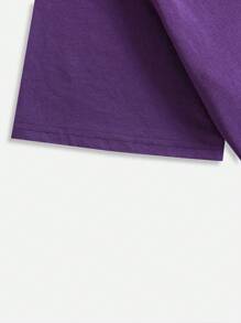 ROMWE MEN Goth Men Cotton Letter Graphic Y2k T-Shirt, School - Purple - View 4