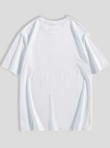 ROMWE MEN Goth 男士純棉字母圖形t恤 - 白色 - 查看 2