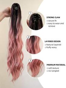Claw Clip Long Curly Ponytail Synthetic Hair Extension - Multicolor - View 6