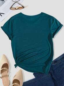 王冠和字母圖案T恤 - 水鴨藍 - 查看 2