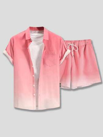 Guys Ombre Shirt & Shorts Without Tee