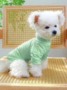 1入組素色寵物綠色滌綸柔軟的寵物衣服適用於寵物 - 綠色 - 查看 1