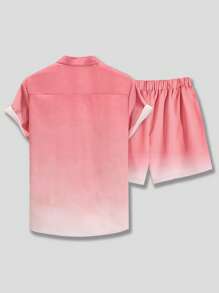 ROMWE MEN Guys Ombre Shirt & Shorts Without Tee - Multicolor - View 2