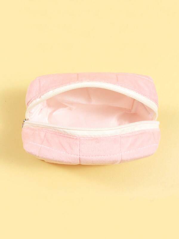 Checkered Pattern Makeup Bag, 1Pc Exquisite Solid Color Minimalist