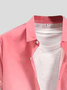 ROMWE MEN Guys Ombre Shirt & Shorts Without Tee - Multicolor - View 5