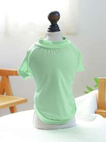 1入組素色寵物綠色滌綸柔軟的寵物衣服適用於寵物 - 綠色 - 查看 5