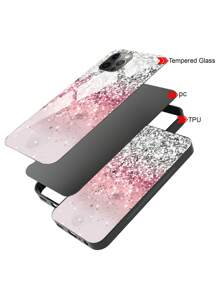 GLANDOTU Glitter Gradient Colour Glass Back TPU Silicone Hard Shockproof Phone Case Compatible With Samsung Galaxy  Phone And Other Models