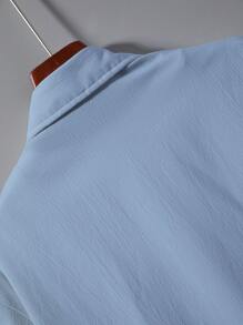 Manfinity Homme Hombres Camisa unicolor & Shorts de cintura con cordón sin camiseta - Azul - Ver 4