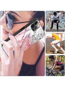 GLANDOTU Glitter Gradient Colour Glass Back TPU Silicone Hard Shockproof Phone Case Compatible With Samsung Galaxy  Phone And Other Models