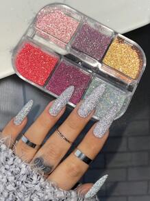 闪亮反光指甲亮粉，1 盒指甲颜料派对夜总会用于指甲装饰美甲用品 DIY 指甲饰品指甲宝石 - 彩色 - 查看 1