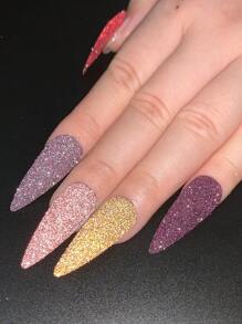 闪亮反光指甲亮粉，1 盒指甲颜料派对夜总会用于指甲装饰美甲用品 DIY 指甲饰品指甲宝石 - 彩色 - 查看 3