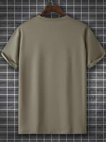 Manfinity Homme 男士卡通和字母圖案T恤 - 卡其色 - 查看 3