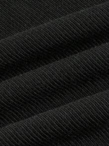 SHEIN EZwear Đầm Lộ Lưng Buộc lại màu trơn Giải trí - màu đen - Xem 4