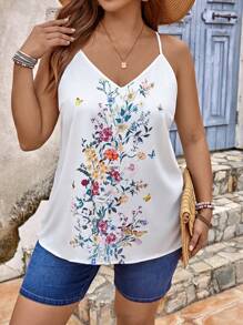 EMERY ROSE Áo hai dây Plus Size Hoa Boho - trắng - Xem 4