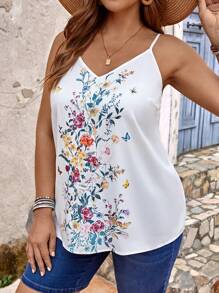 EMERY ROSE Áo hai dây Plus Size Hoa Boho - trắng - Xem 5