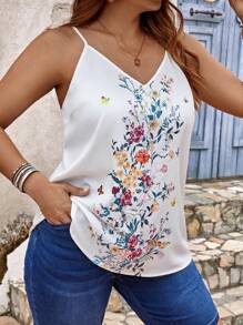 EMERY ROSE Áo hai dây Plus Size Hoa Boho - trắng - Xem 6