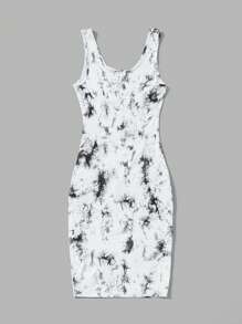 SHEIN Essnce 紮染背心緊身連衣裙 - 彩色 - 查看 3