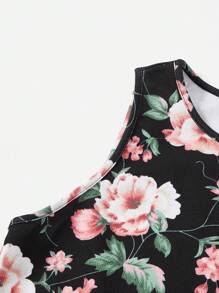 SHEIN Unity Floral Print Tank Top & Leggings - Multicolor - View 4