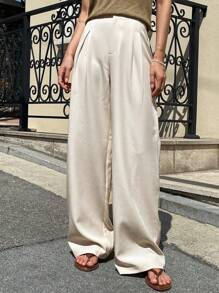 DAZY Quần nữ Túi Dây kéo Uốn nếp màu trơn Giải trí - Màu be - Xem 8