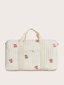 Bebé Bolsa de pañales oso con bordado alta capacidad - Beis - Ver 3