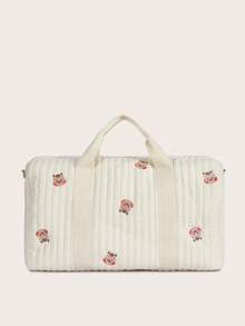 Bebé Bolsa de pañales oso con bordado alta capacidad - Beis - Ver 4