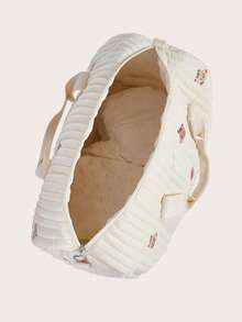 Bebé Bolsa de pañales oso con bordado alta capacidad - Beis - Ver 5