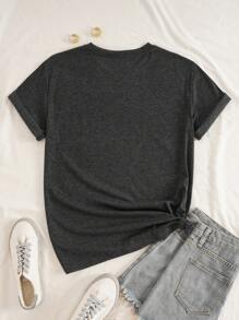 INAWLY Áo thun họa tiết khẩu hiệu Plus, It Is WHAT It Is, Áo thun nữ mùa hè - Màu xám đen - Xem 2