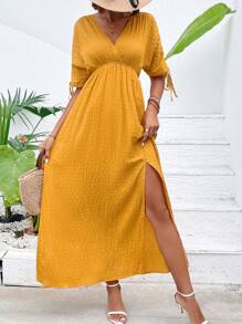 SHEIN VCAY Sukienki Węzeł Wycięcie Prosty Casual