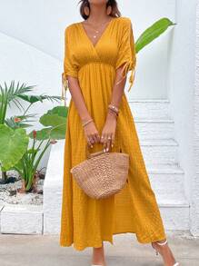 SHEIN VCAY Sukienki Węzeł Wycięcie Prosty Casual