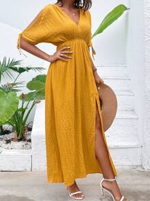 SHEIN VCAY Sukienki Węzeł Wycięcie Prosty Casual