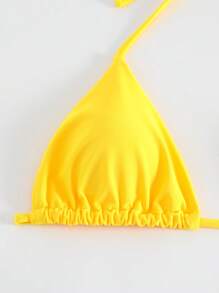Swim Mod Summer Beach Halter Triangle Bikini Top - Yellow - View 4