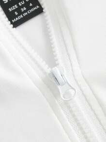SHEIN EZwear Solid Half Zip Bodysuit - White - View 3