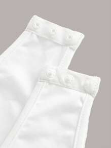 SHEIN EZwear Solid Half Zip Bodysuit - White - View 4