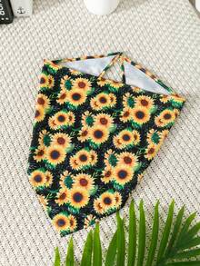 向日葵圖案寵物方巾 - 彩色 - 查看 2