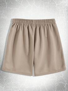 ROMWE MEN Goth 男士骷髅頭圖案腰部抽繩短褲 - 摩卡棕 - 查看 2