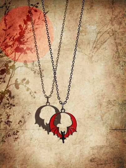 1pc Gothic Zinc Alloy Bat Pendant Necklace For Women For Daily Decoration