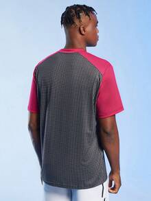 ROMWE MEN Street Life Guys Plaid Letter Graphic Raglan Sleeve Tee - Multicolor - View 2