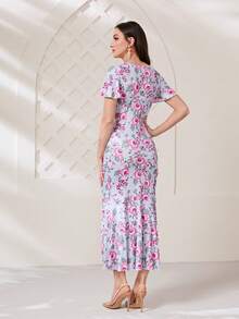 Modelyn Đầm Bất đối xứng Xù Trọn gói Hoa Tất cả trên in Thanh lịch - Nhiều màu - Xem 2