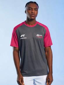 ROMWE MEN Street Life Guys Plaid Letter Graphic Raglan Sleeve Tee - Multicolor - View 5