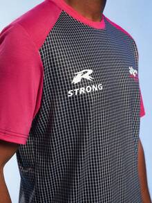 ROMWE MEN Street Life Guys Plaid Letter Graphic Raglan Sleeve Tee - Multicolor - View 6