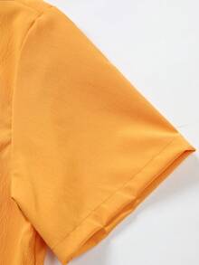 Manfinity RSRT Men Solid Button Up Shirt & Drawstring Waist Shorts Set - Yellow - View 3