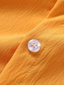 Manfinity RSRT Men Solid Button Up Shirt & Drawstring Waist Shorts Set - Yellow - View 5