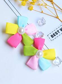 2pcs Floral Design Pet Hair Clip - Multicolor - View 1
