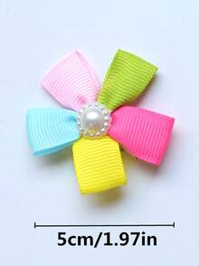 2pcs Floral Design Pet Hair Clip - Multicolor - View 4