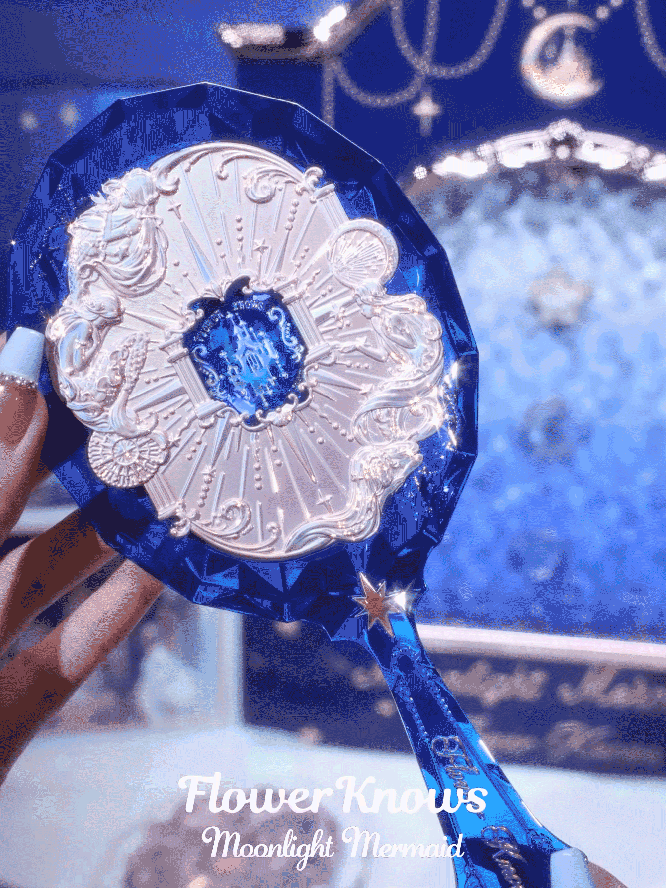 Flower Knows 月光美人手持鏡藍色化妝鏡,化妝台鏡子 - 藍色 - 查看 2