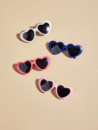 1入組心形太陽鏡，可愛隨機顏色寵物太陽鏡，適用於狗、貓戶外