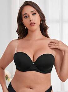 Plus Rhinestone Detail Underwire Bra