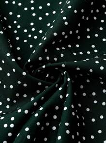 SHEIN Holidaya 大碼波點圖案腰帶闊腿褲 - 墨綠色 - 查看 5