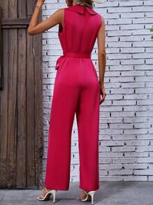 SHEIN Clasi Áo liền quần nữ Thắt lưng Trọn gói Dây kéo màu trơn Thanh lịch - Màu Hồng Tươi - Xem 2